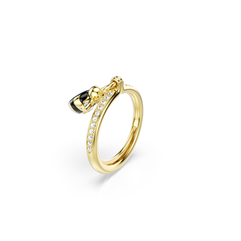 swarovski idyllia motif ring  mixed cuts  bee  multicolored  gold tone plated