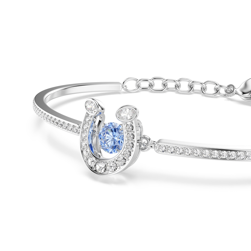 swarovski symbolica bangle  round cut  pav   horse shoe  blue  rhodium plated