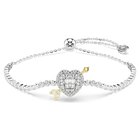 swarovski idyllia bracelet  mixed cuts  heart with arrow  white  rhodium plated