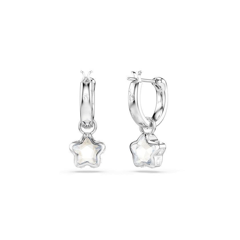 swarovski أقراط متدلية chroma، قطع متنوع، شكل نجمة، لون أبيض، طلاء روديوم