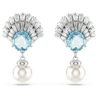 Idyllia drop earrings, Shell, Blue, Rhodium plated