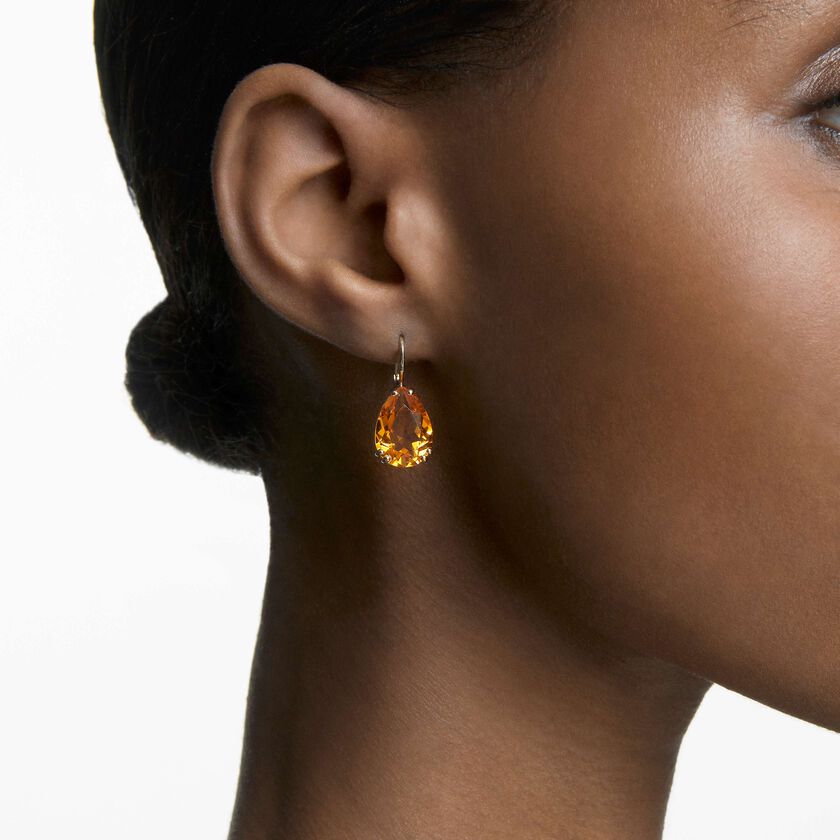 swarovski millenia earrings  pear cut crystal  yellow  gold tone plated
