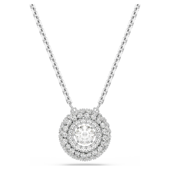 swarovski sublima pendant  round cut  white  rhodium plated