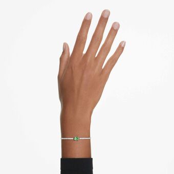 swarovski matrix tennis bracelet  mixed cuts  green  rhodium plated