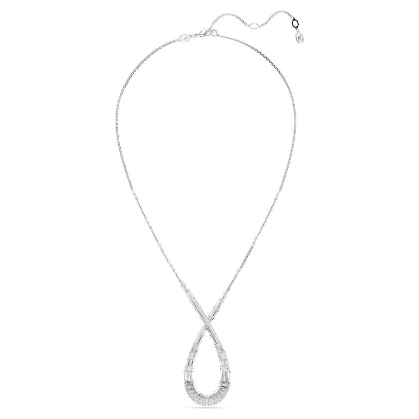 swarovski hyperbola pendant  mixed cuts  infinity  white  rhodium plated