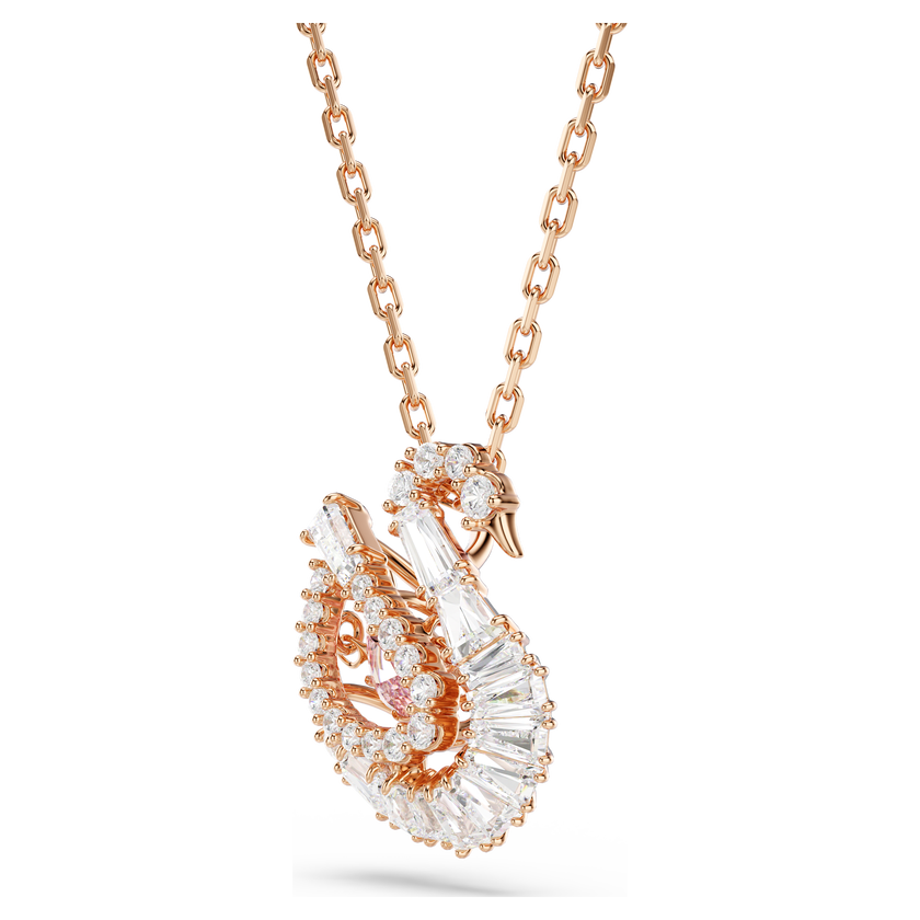 swarovski swan pendant  mixed cuts  swan  pink