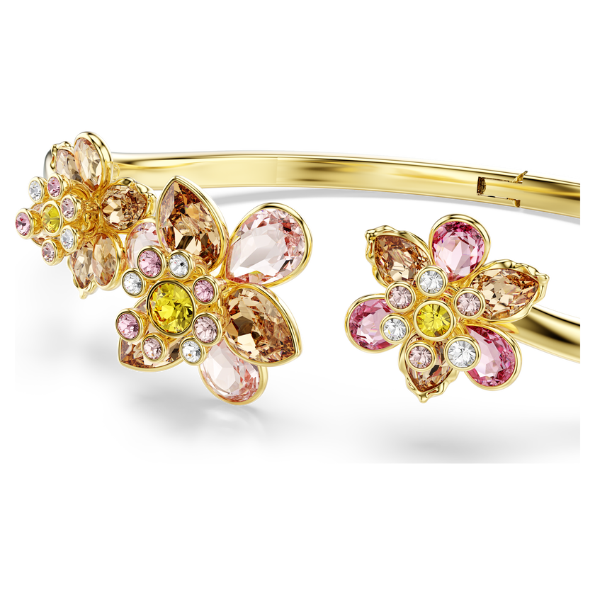 swarovski idyllia bangle  mixed cuts  flower  multicolored  gold tone plated
