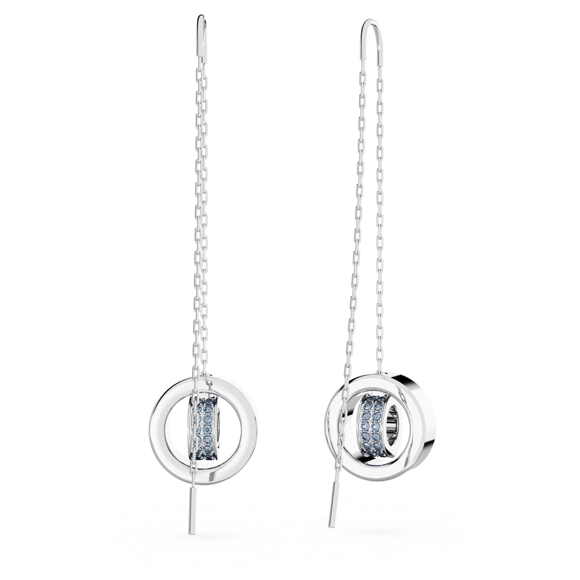 swarovski أقراط متدلية hollow، طويلة، لون أزرق، طلاء روديوم