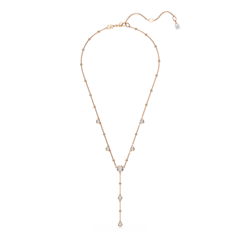 swarovski imber y necklace  round cut  white  18k rose gold finish