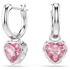 swarovski chroma drop earrings  heart  pink  rhodium plated