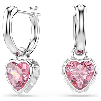 swarovski chroma drop earrings  heart  pink  rhodium plated