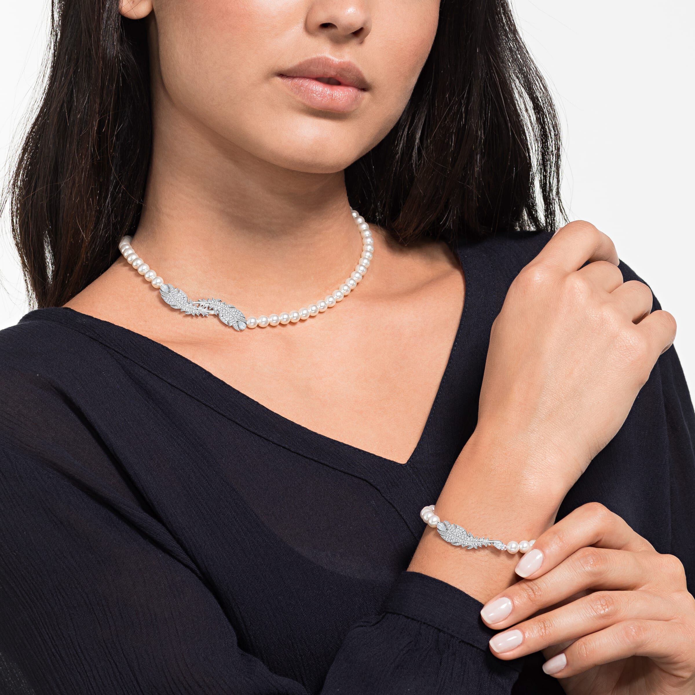 Swarovski nice necklace white rhodium plated hot sale