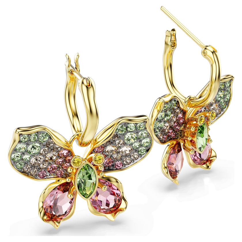 swarovski أقراط متدلية idyllia، قطع متنوع، كريستالات مُتراصَّة، شكل فراشة، ألوان متعددة، لمسة نهائية من معادن مختلطة