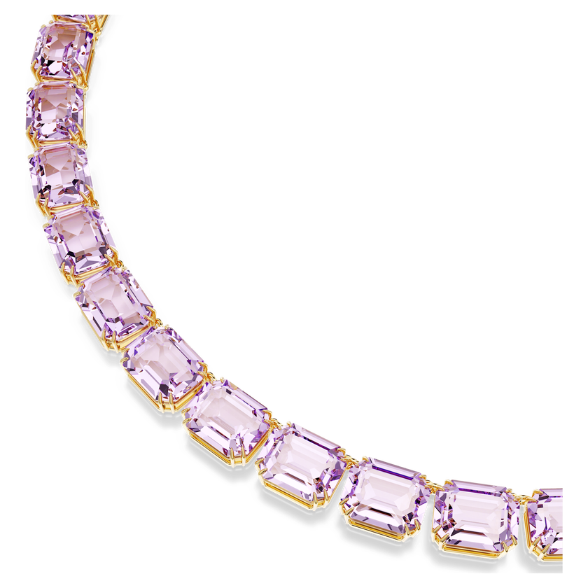 swarovski millenia necklace  octagon cut  purple  18k gold finish
