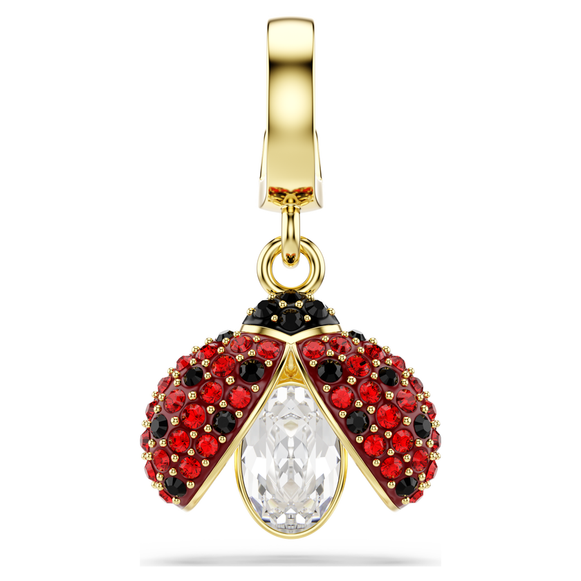 swarovski حلية idyllia، قطع متنوع، شكل دعسوقة، لون أحمر، طلاء باللون الذهبي