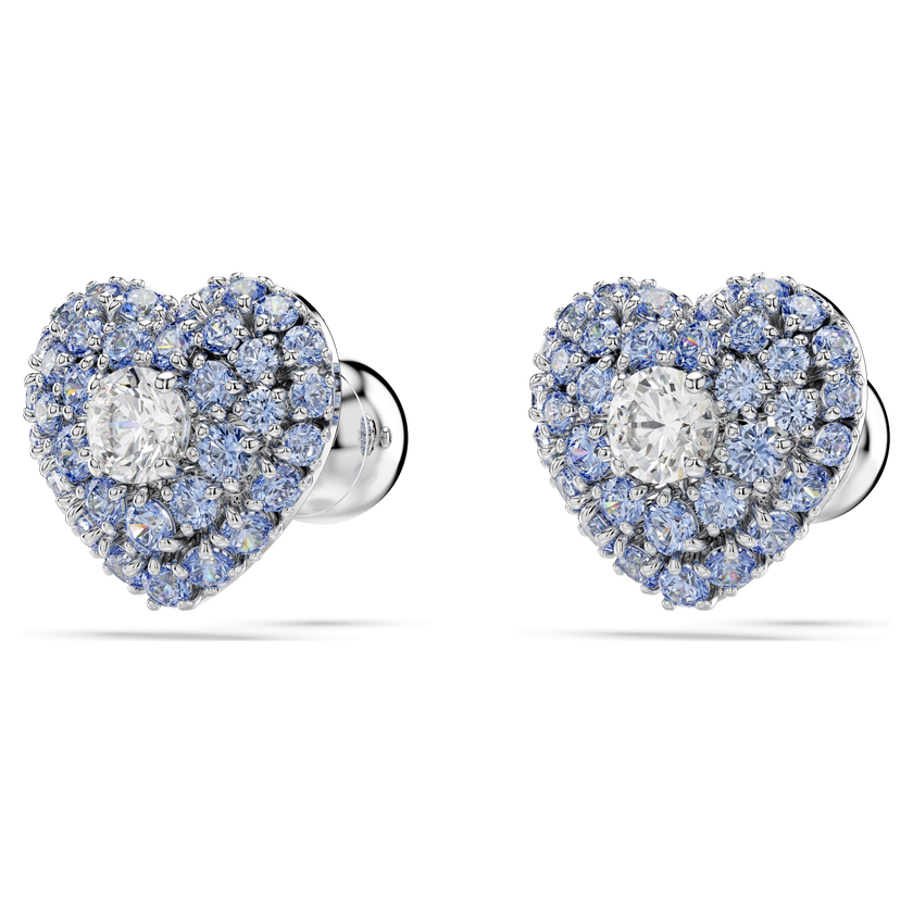 swarovski أقراط دبوسية idyllia، على شكل قلب، لون أزرق، طلاء روديوم