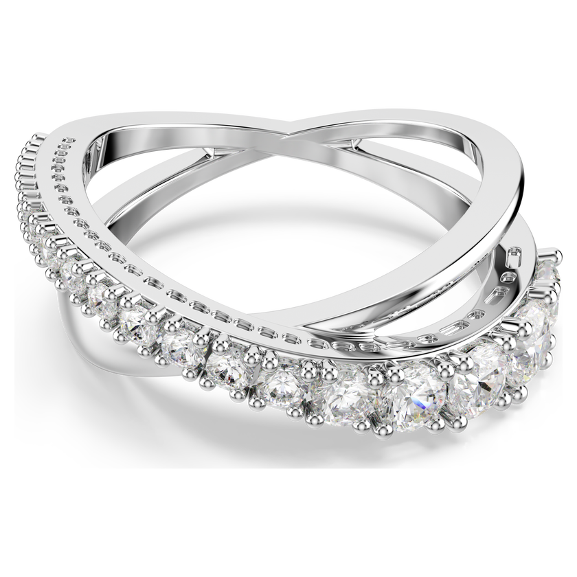 swarovski hyperbola ring  mixed cuts  white  silver tone finish