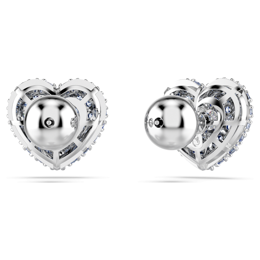swarovski أقراط دبوسية idyllia، على شكل قلب، لون أزرق، طلاء روديوم