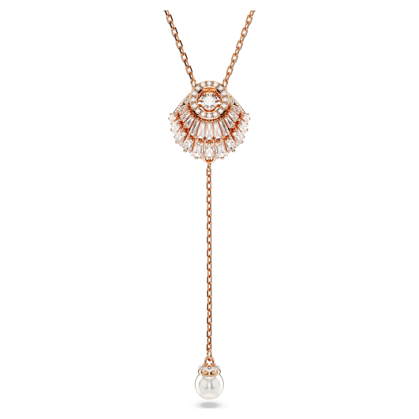 swarovski idyllia y pendant  crystal pearl  shell  white  rose gold tone plated