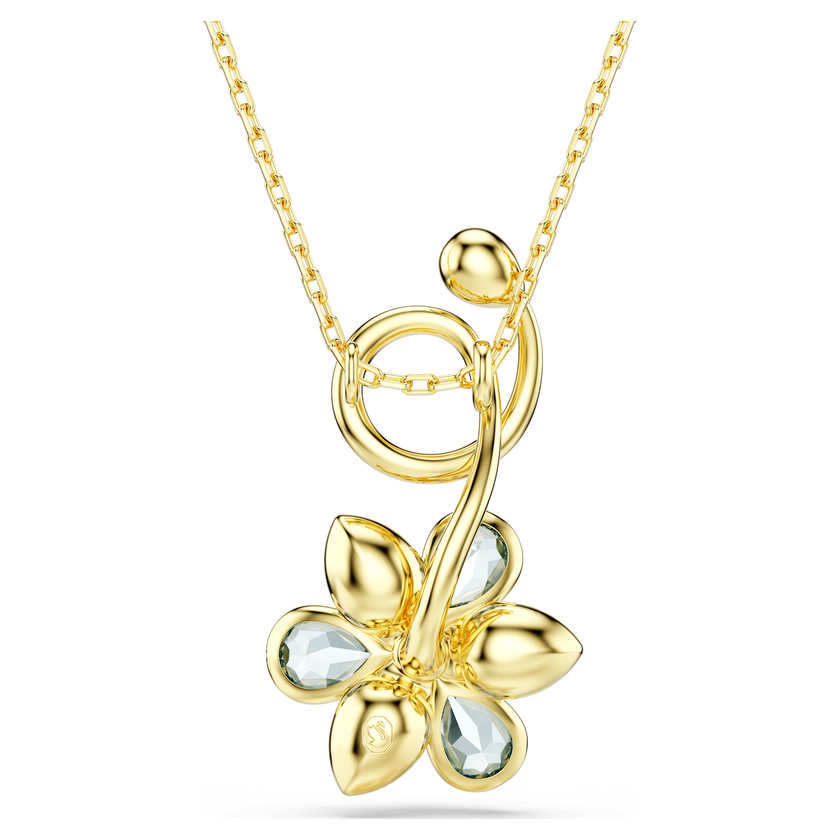 swarovski idyllia pendant  mixed cuts  flower  blue  gold tone plated