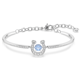 swarovski symbolica bangle  round cut  pav   horse shoe  blue  rhodium plated