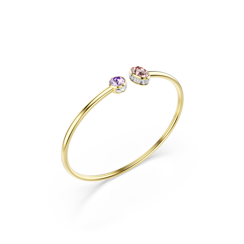 swarovski chroma bangle  mixed cuts  multicolored  gold tone plated