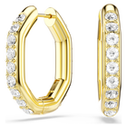 swarovski dextera hoop earrings  octagon shape  round cut  white  gold tone plated