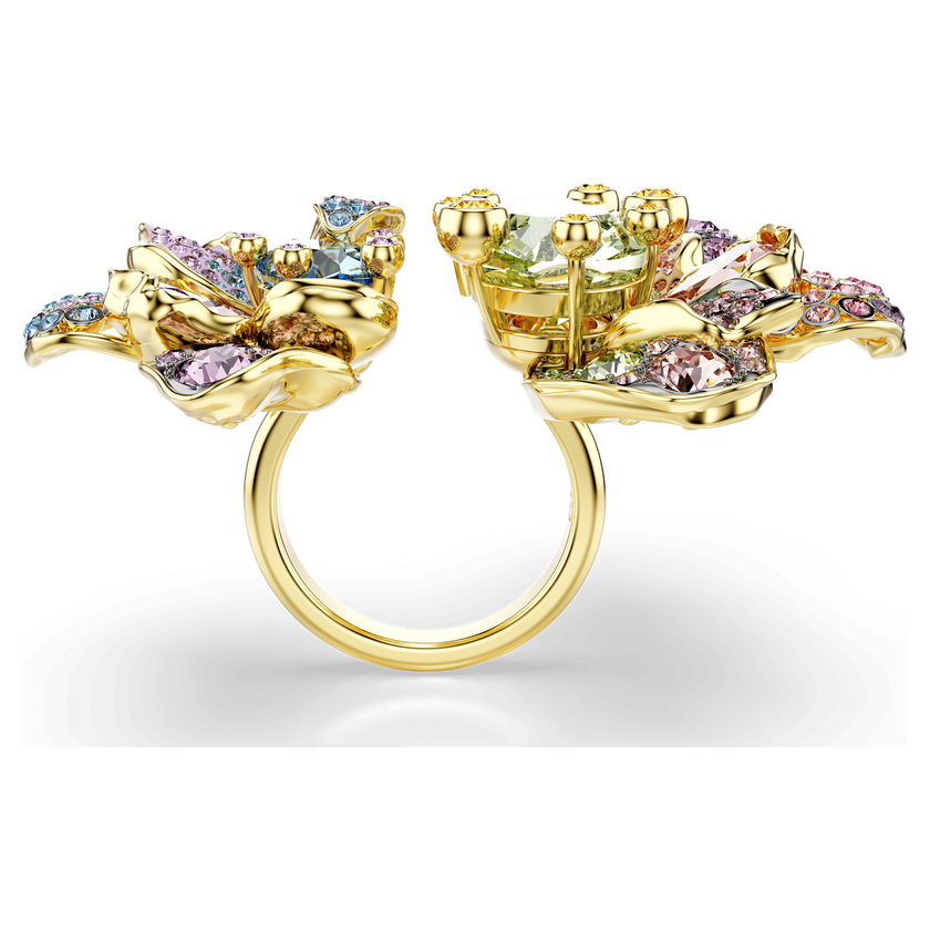 swarovski idyllia ring  mixed cuts  pav   flower  multicolored  mixed metal finish