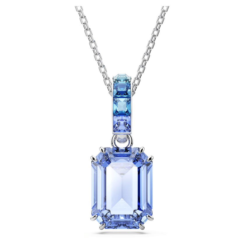 swarovski قلادة millenia، قطع مثمن، لون أزرق، طلاء روديوم