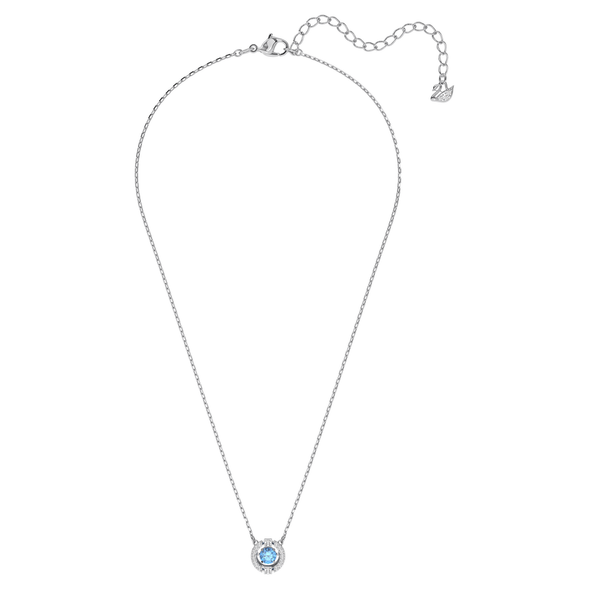 swarovski una necklace  round cut  blue  rhodium plated