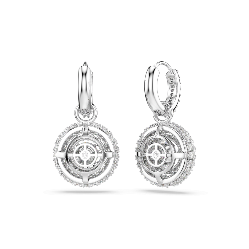 swarovski sublima drop earrings  round cut  white  rhodium plated