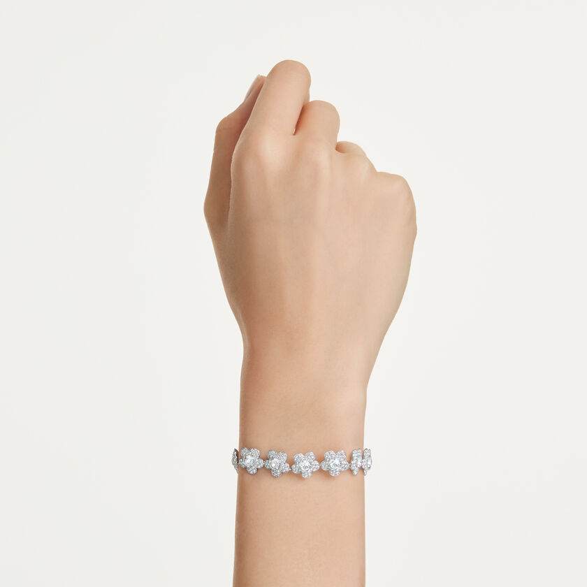 ariana grande x swarovski bracelet  round cut  flower  white  rhodium plated