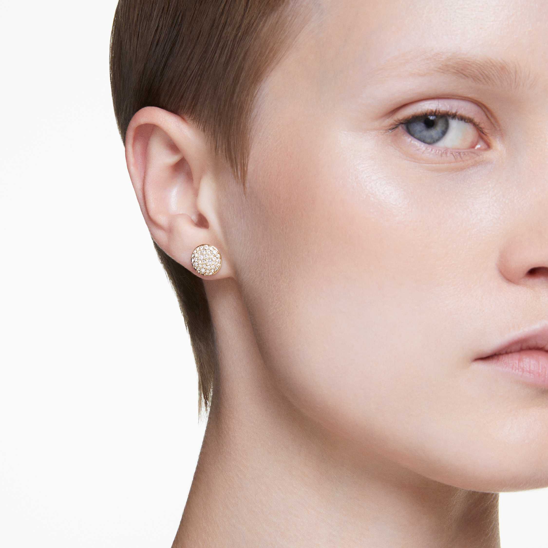 swarovski sublima stud earrings  white  gold tone plated