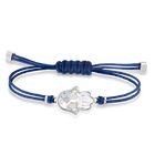 Swarovski Power bracelet, Hamsa hand, Medium, Blue, Stainless steel