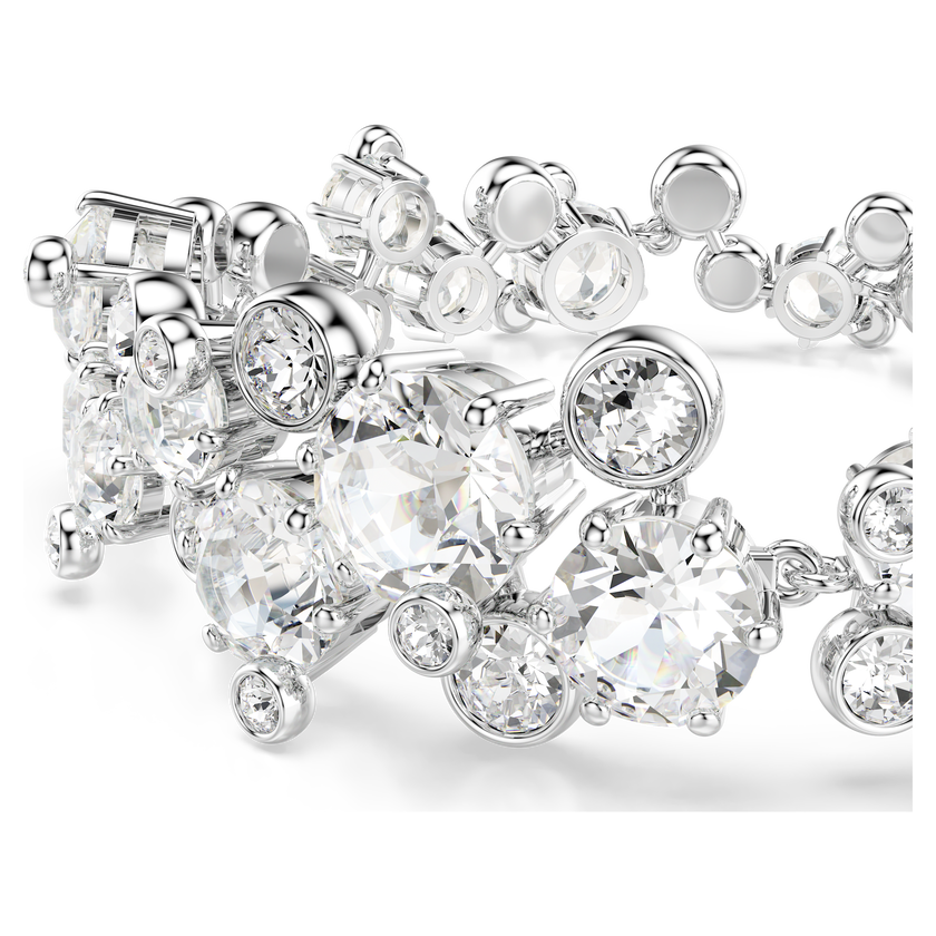 swarovski constella bracelet  mixed cuts  white  rhodium plated