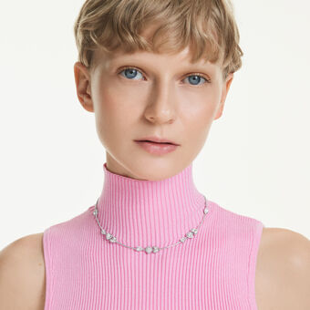 swarovski idyllia necklace  heart with arrow  white  rhodium plated