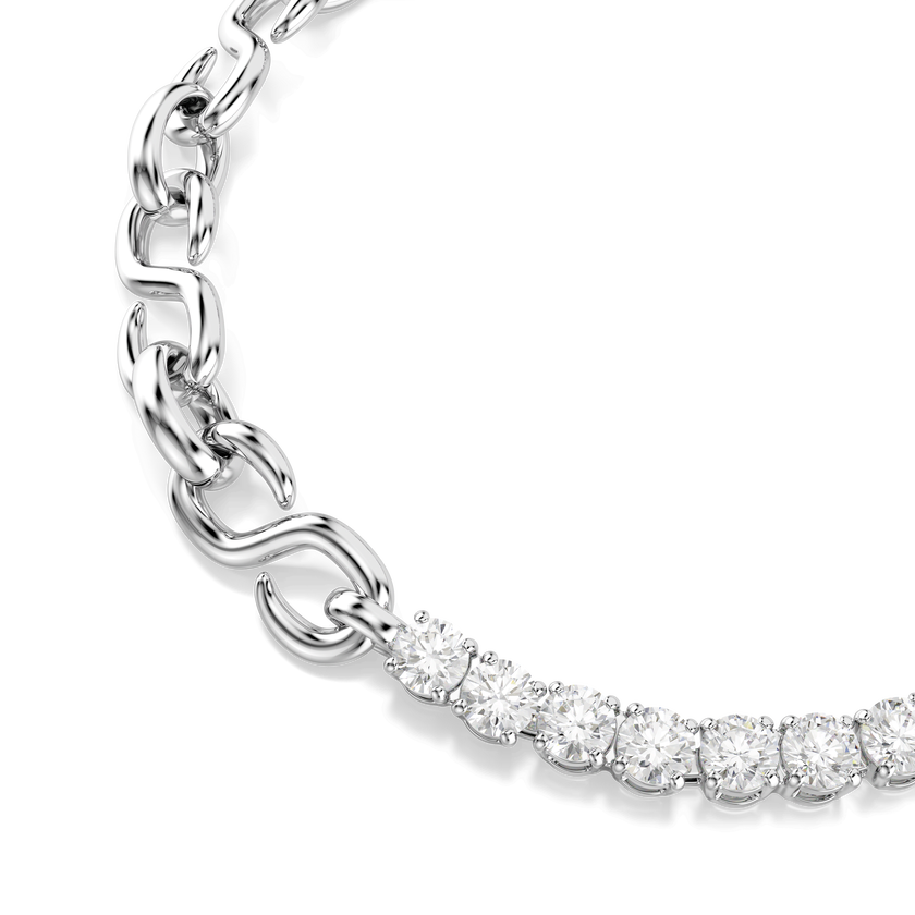 swarovski matrix bracelet  round cut  white  rhodium plated