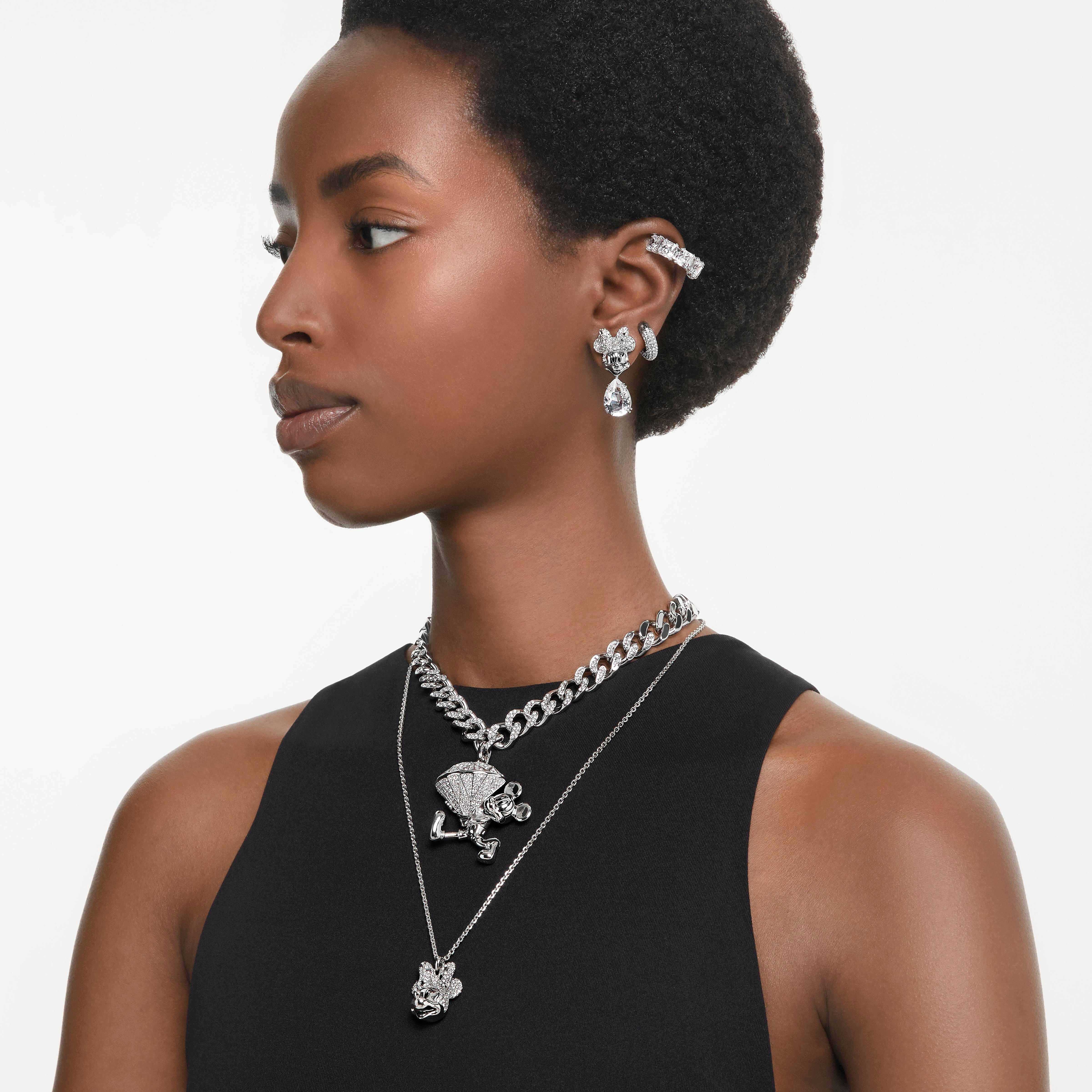 swarovski matrix clip earrings  square cut  white  rhodium plated