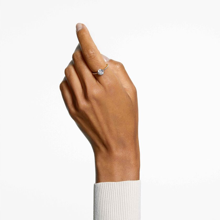 swarovski stilla cocktail ring  round cut  pav   white  gold tone plated