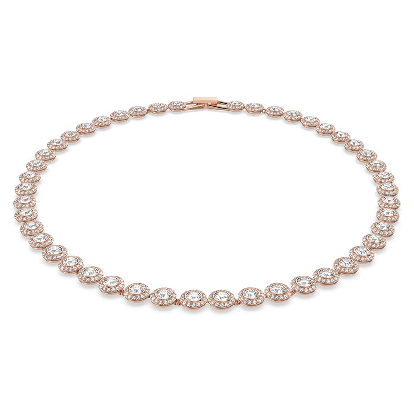 swarovski una angelic tennis necklace  round cut  medium  white  rose gold tone plated