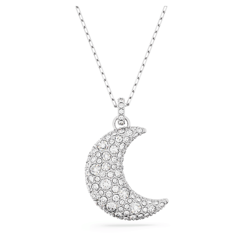 swarovski sublima pendant  moon  white  rhodium plated