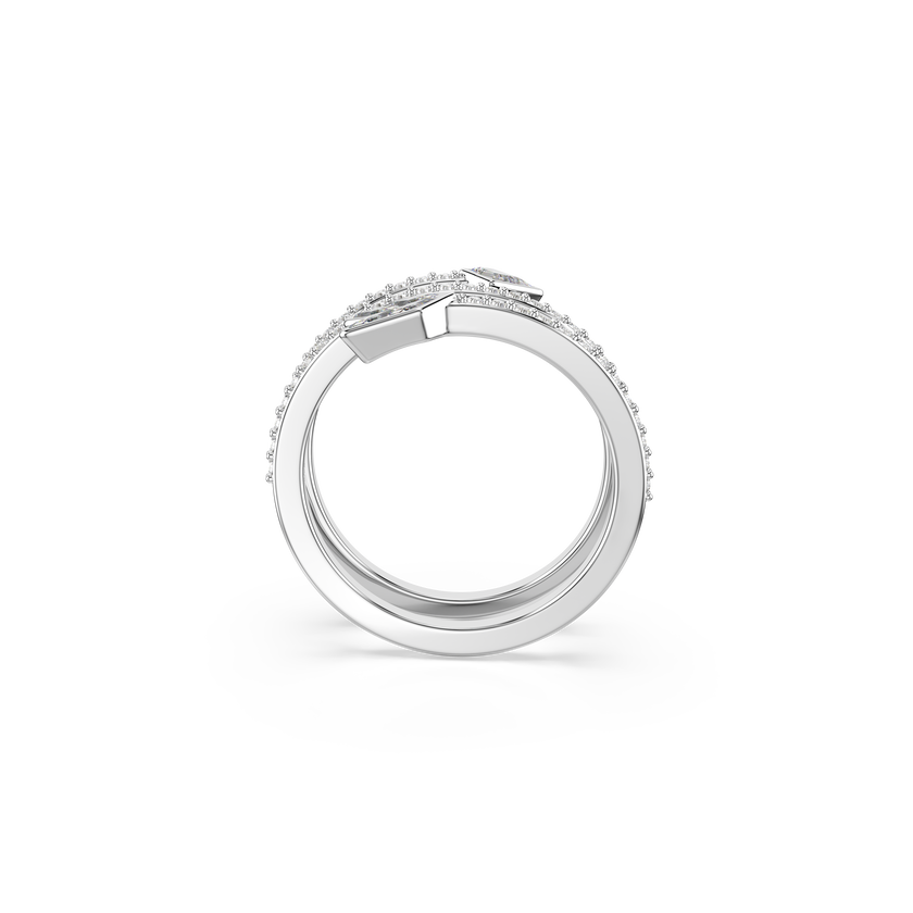 swarovski idyllia motif ring  mixed cuts  arrow  white  rhodium plated