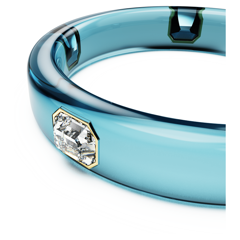 swarovski dulcis bangle  octagon cut  blue  gold tone plated