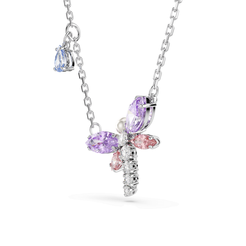 ariana grande x swarovski pendant  mixed cuts  dragonfly  multicolored  rhodium plated