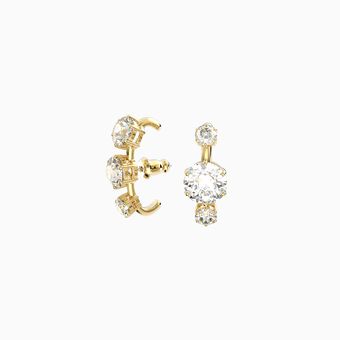 Constella earrings,  Brilliant cut crystals, White, Gold-tone plated