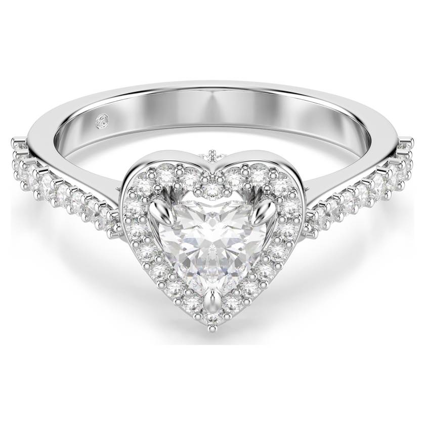 swarovski una angelic motif ring  mixed cuts  heart  white  rhodium plated