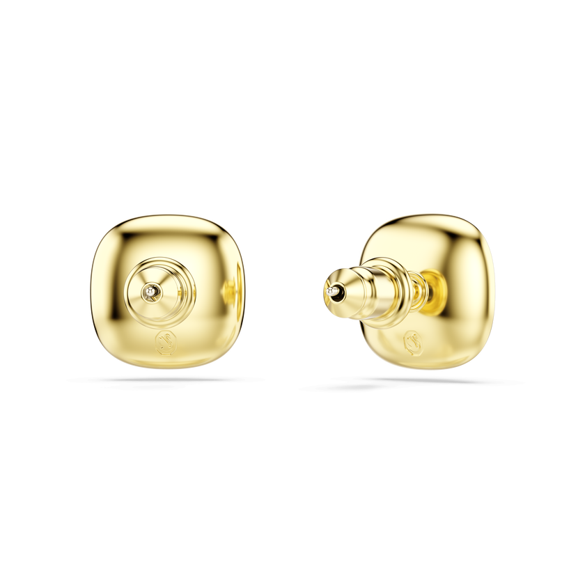 swarovski una angelic stud earrings  cushion cut  white  18k gold finish