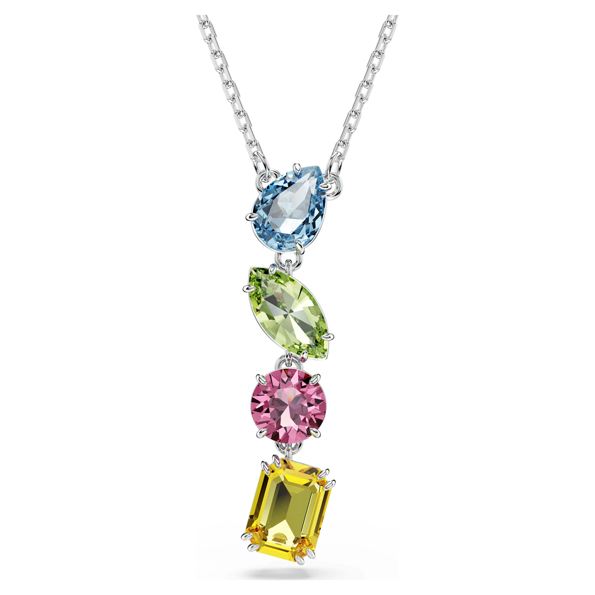 swarovski gema y pendant  mixed cuts  multicolored  rhodium plated