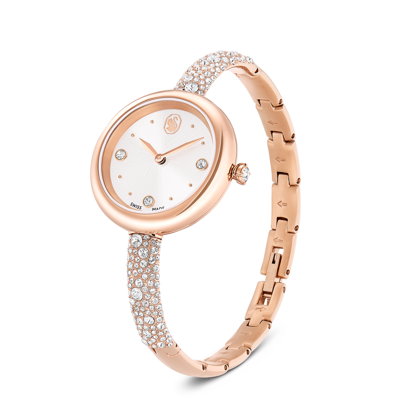 swarovski ساعة sublima bangle، صناعة سويسرية، سوار معدني، لون ذهبي وردي، لمسة نهائية بلون ذهبي وردي