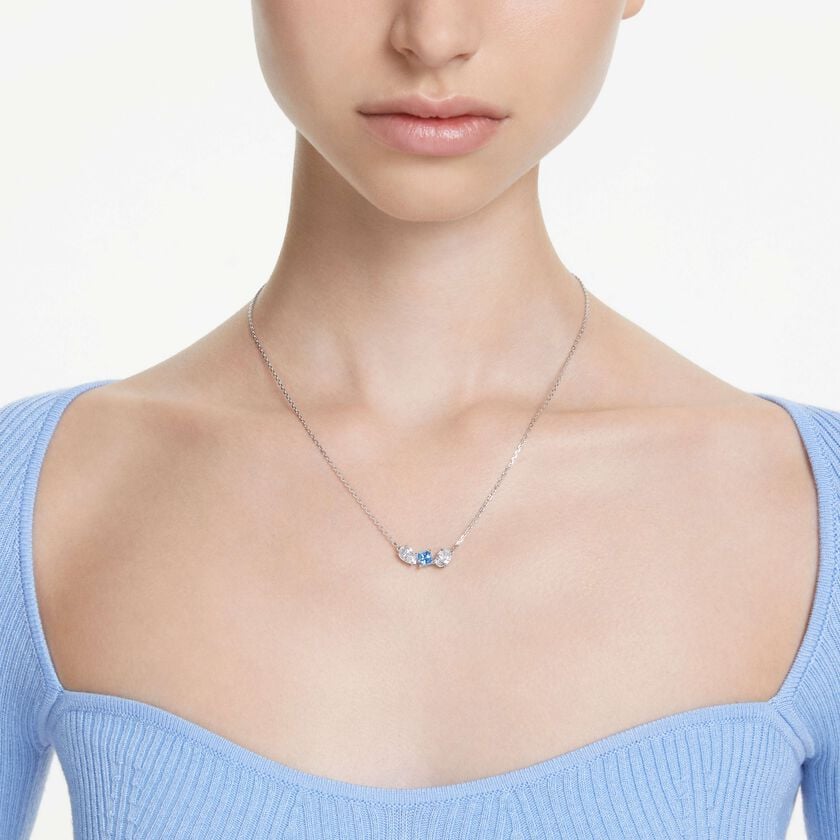 swarovski قلادة mesmera، قطع متنوع، لون أزرق، طلاء روديوم